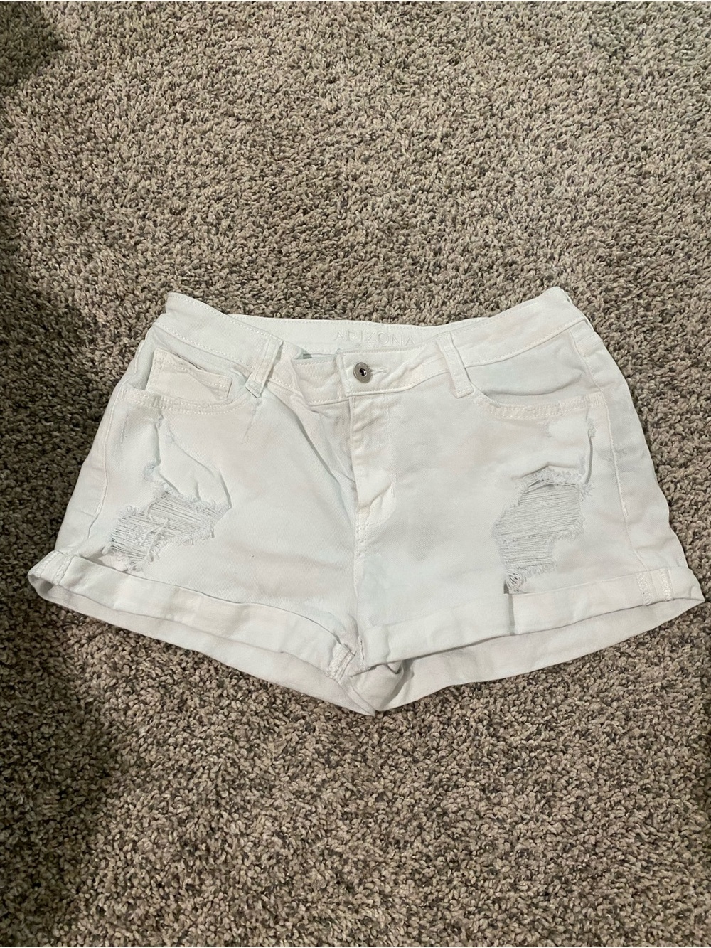 Arizona Jean Company White Distressed Cuffed Denim Shorts